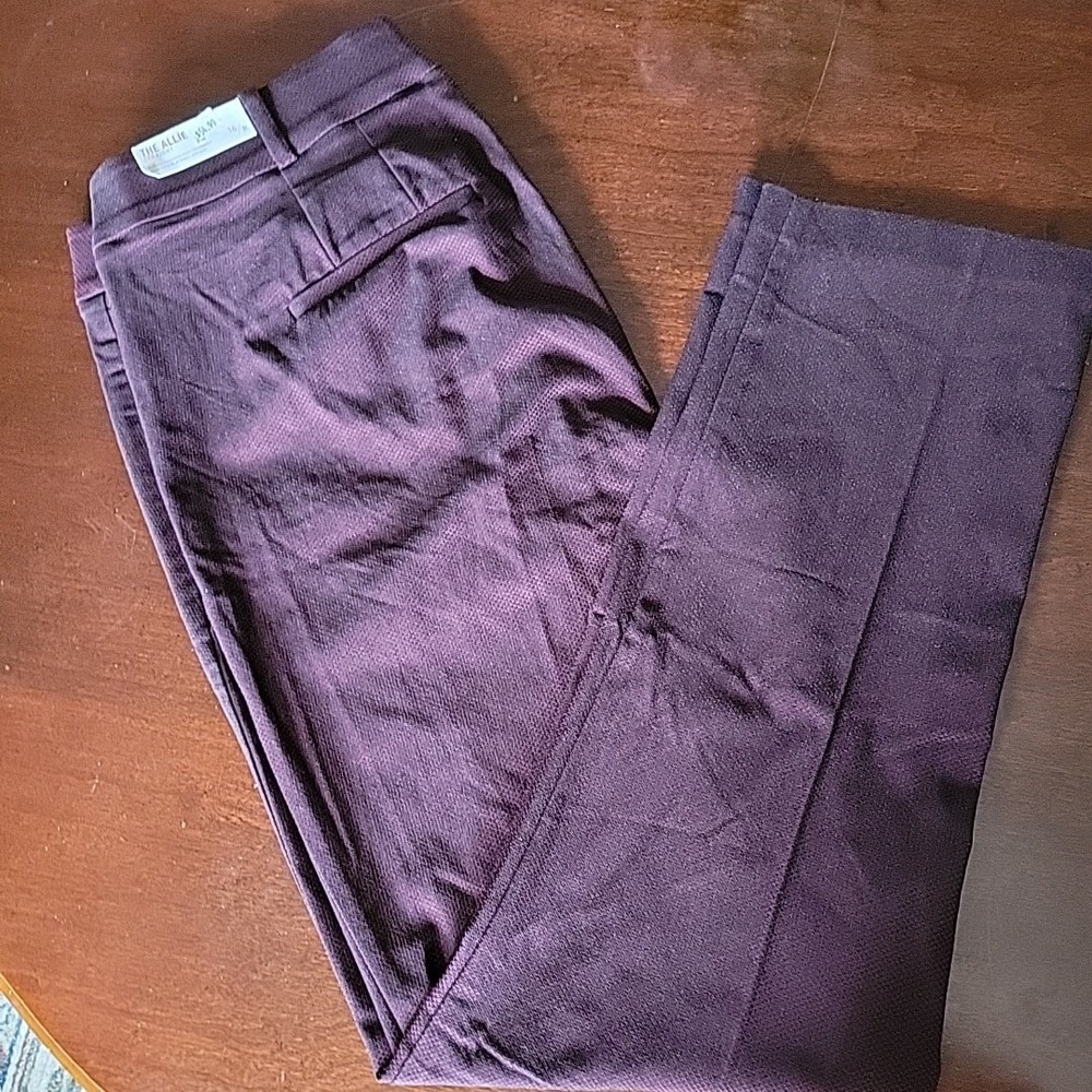Lane Bryant The Allie Straight Women 16R Maroon Black Check Dress Pants Stretch